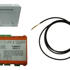 Sterownik centrali wentylacyjnej COMPIT AERO 2 z panelem NANO XS i czujnikiem temperatury.