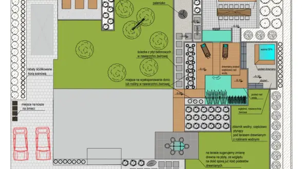 Projekt ogrodu: kompostownik, palenisko, basen, wanna SPA, taras z miejscem do jedzenia i wypoczynku. Jak zaprojektować ogród marzeń.