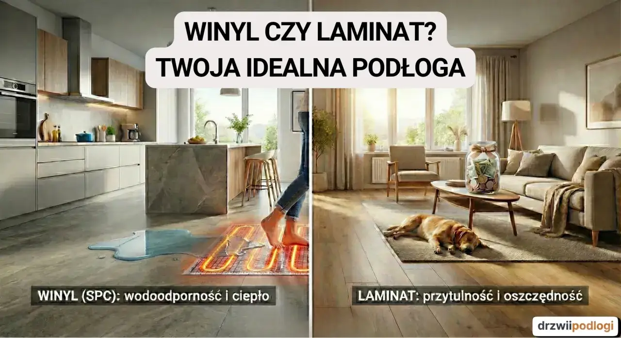Winylowe panele SPC w kuchni, odporne na wodę, kontra laminat w salonie, przytulny i oszczędny. Wybierz idealną podłogę.